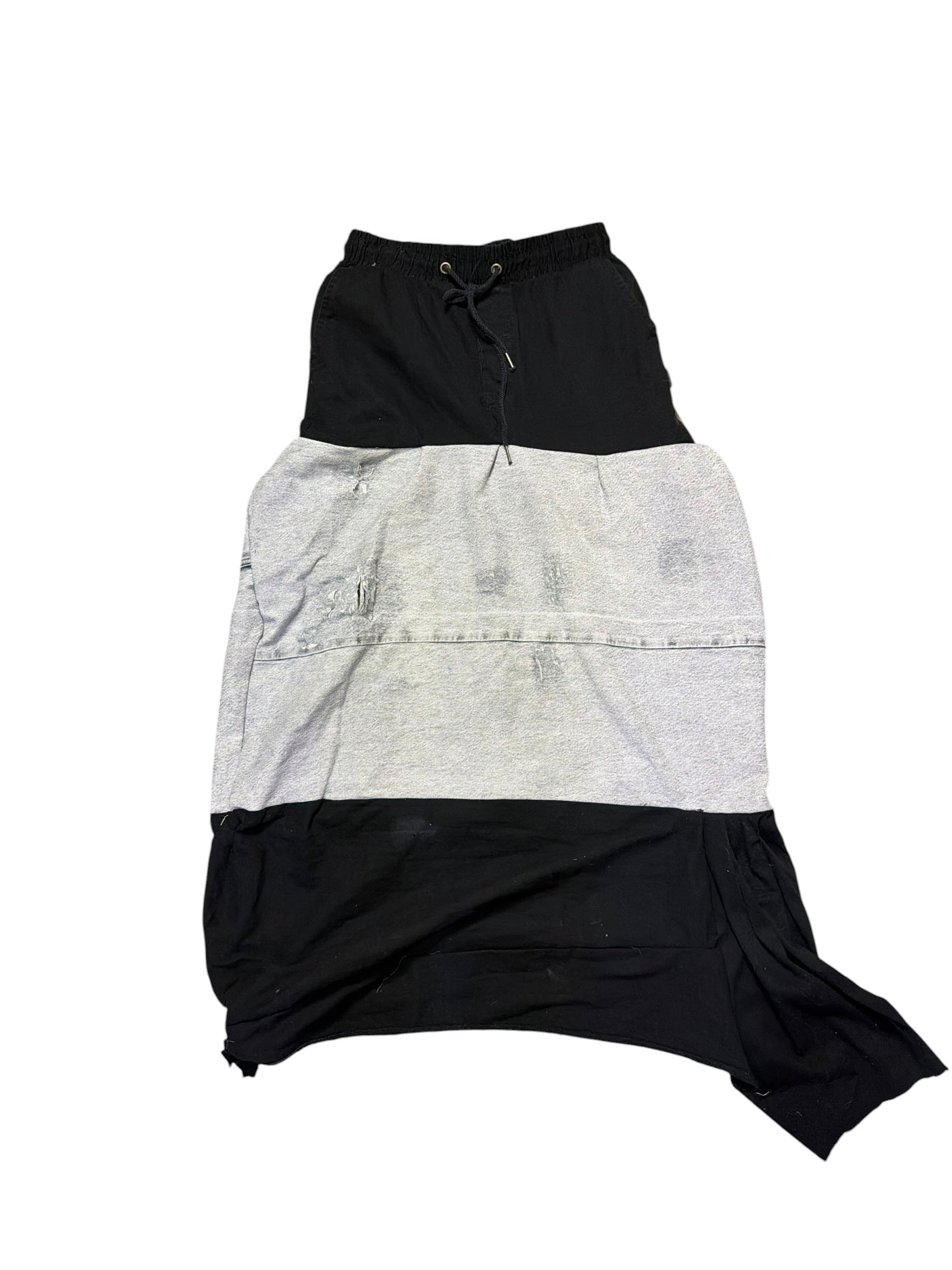Black and Denim Long Skirt