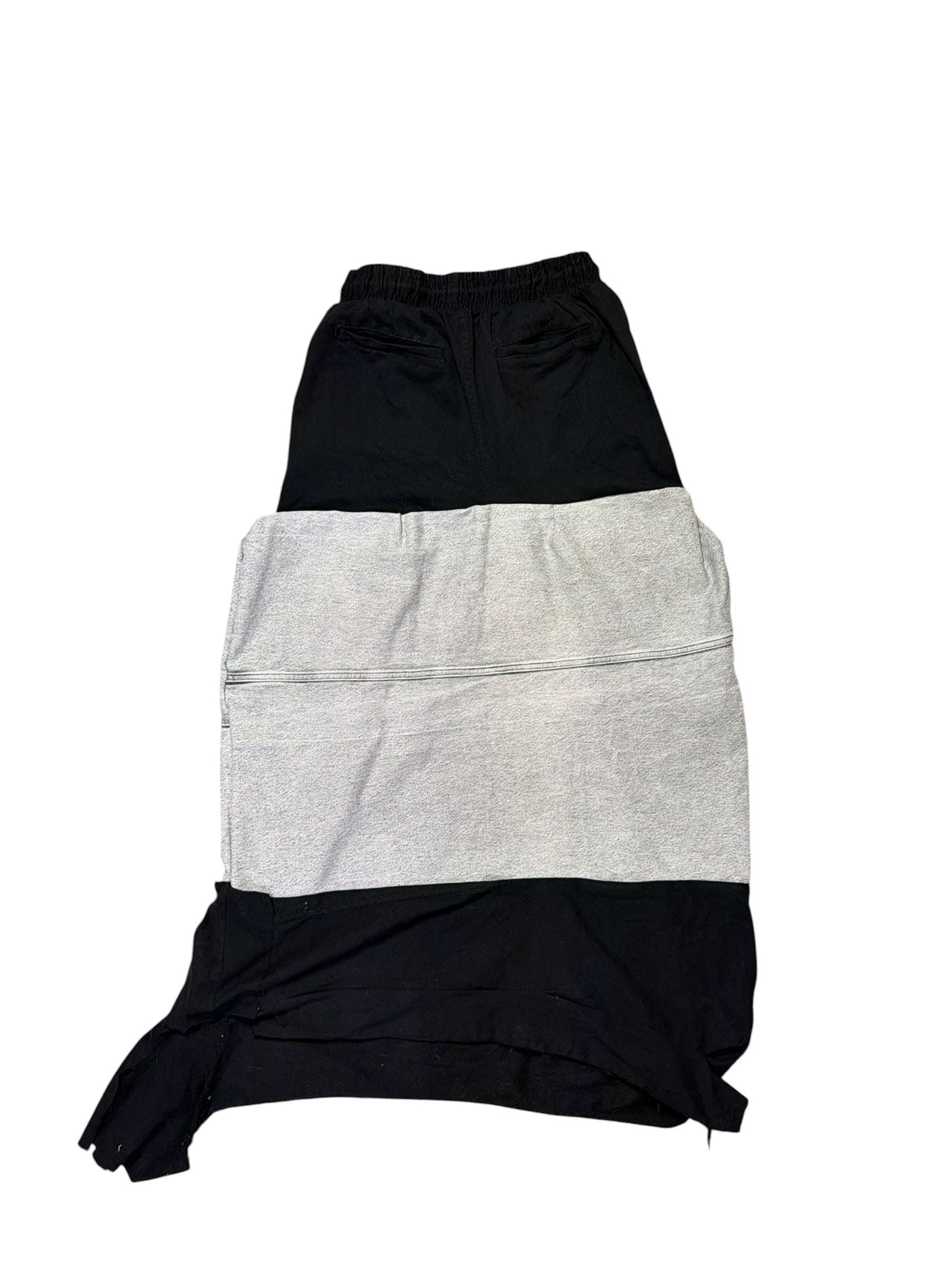 Black and Denim Long Skirt