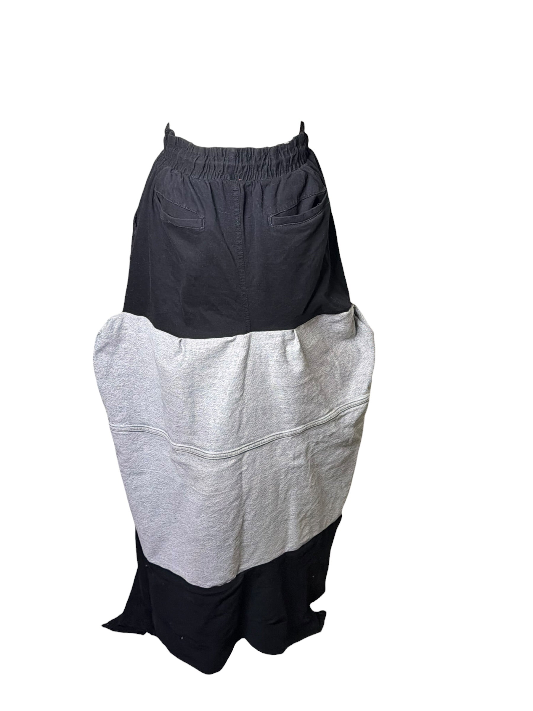 Black and Denim Long Skirt