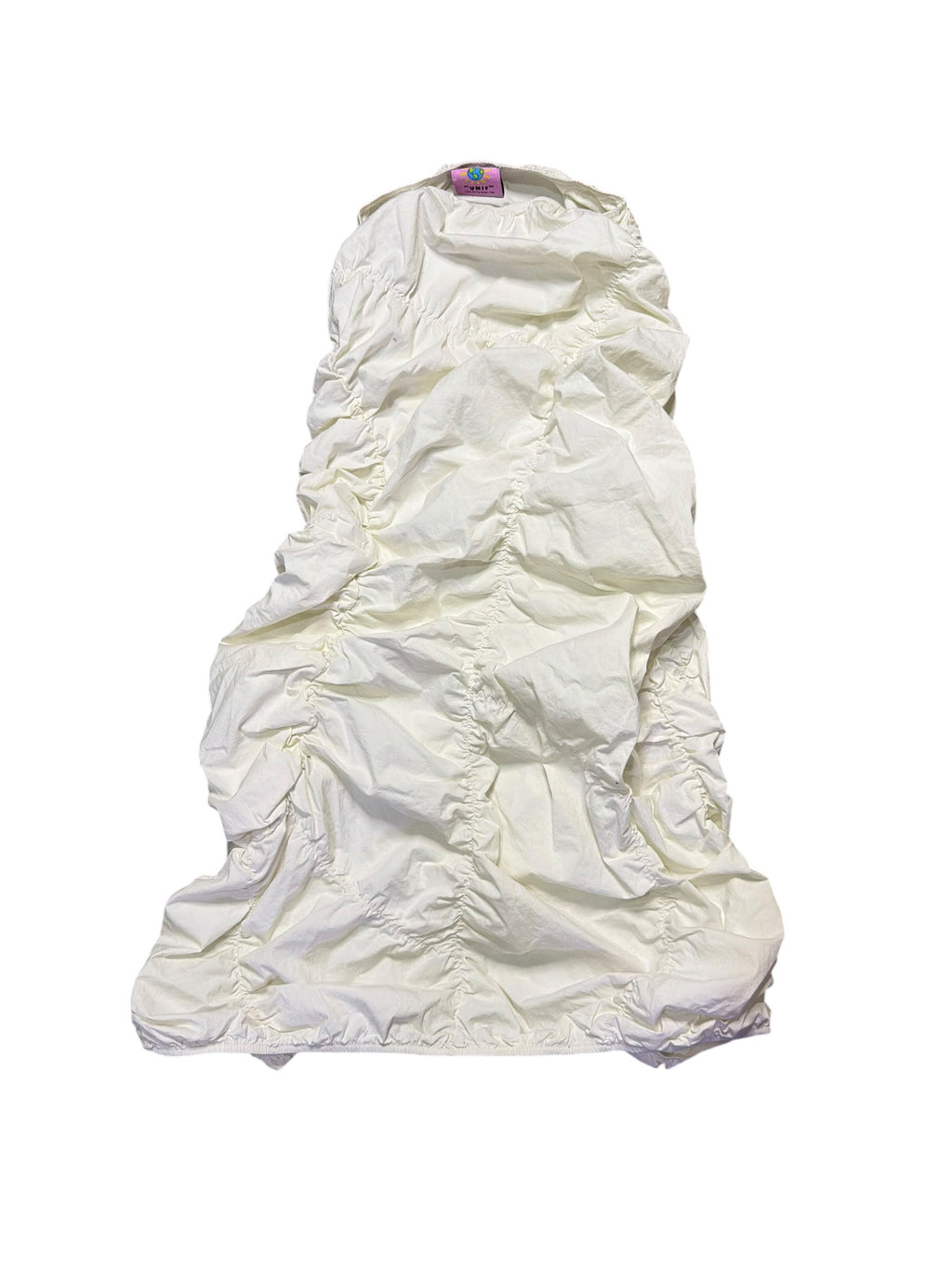 UNIF cream/white ruched maxi skirt with elastic waistband