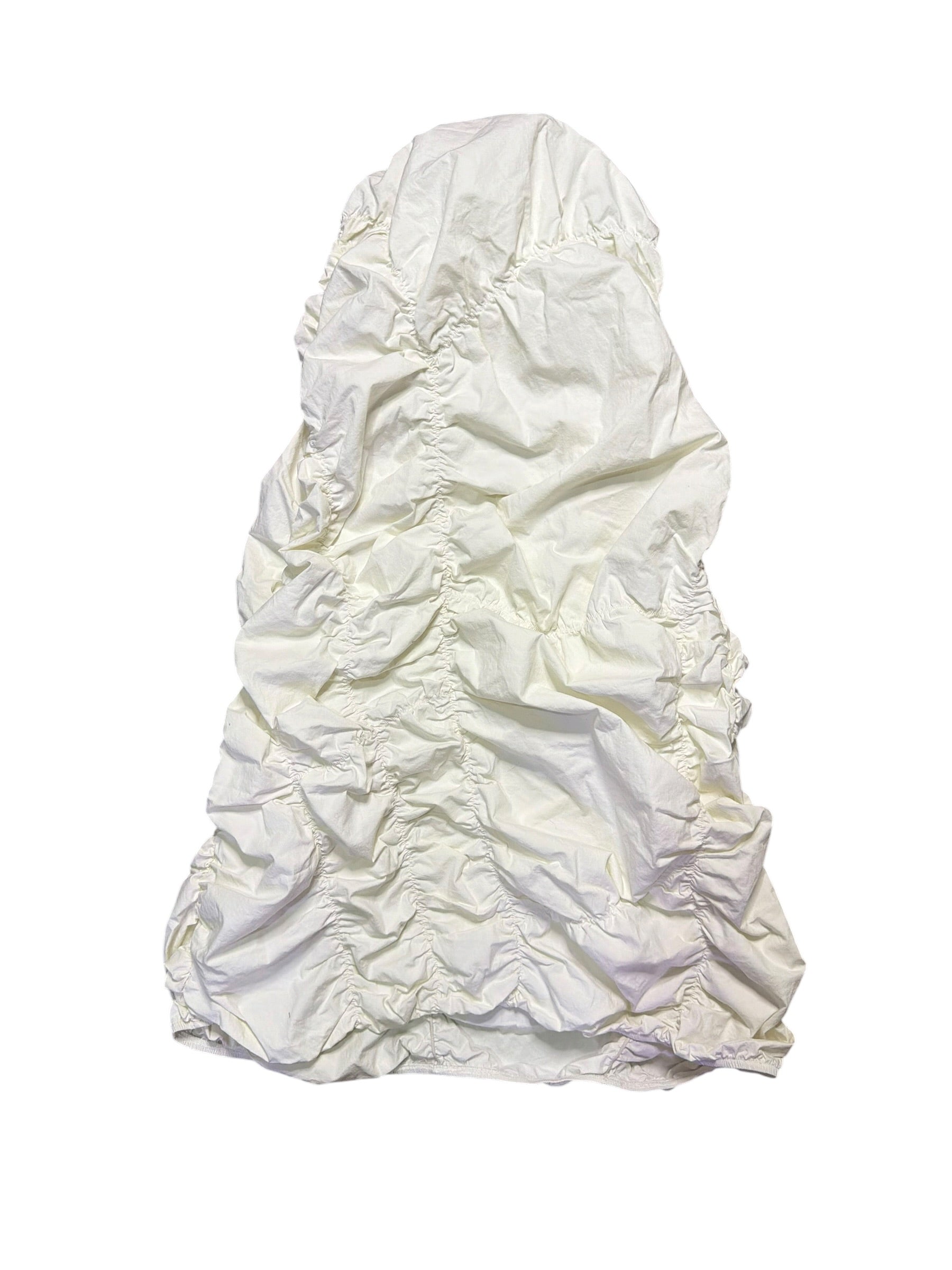 UNIF cream/white ruched maxi skirt with elastic waistband