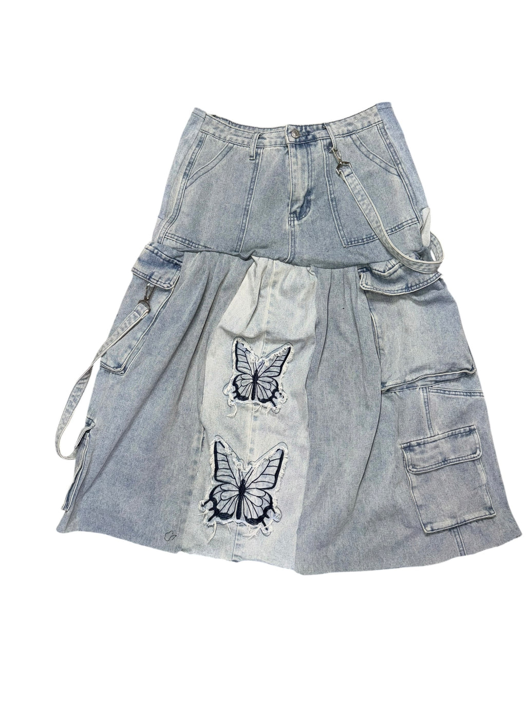 Butterfly Rework Denim Skirt