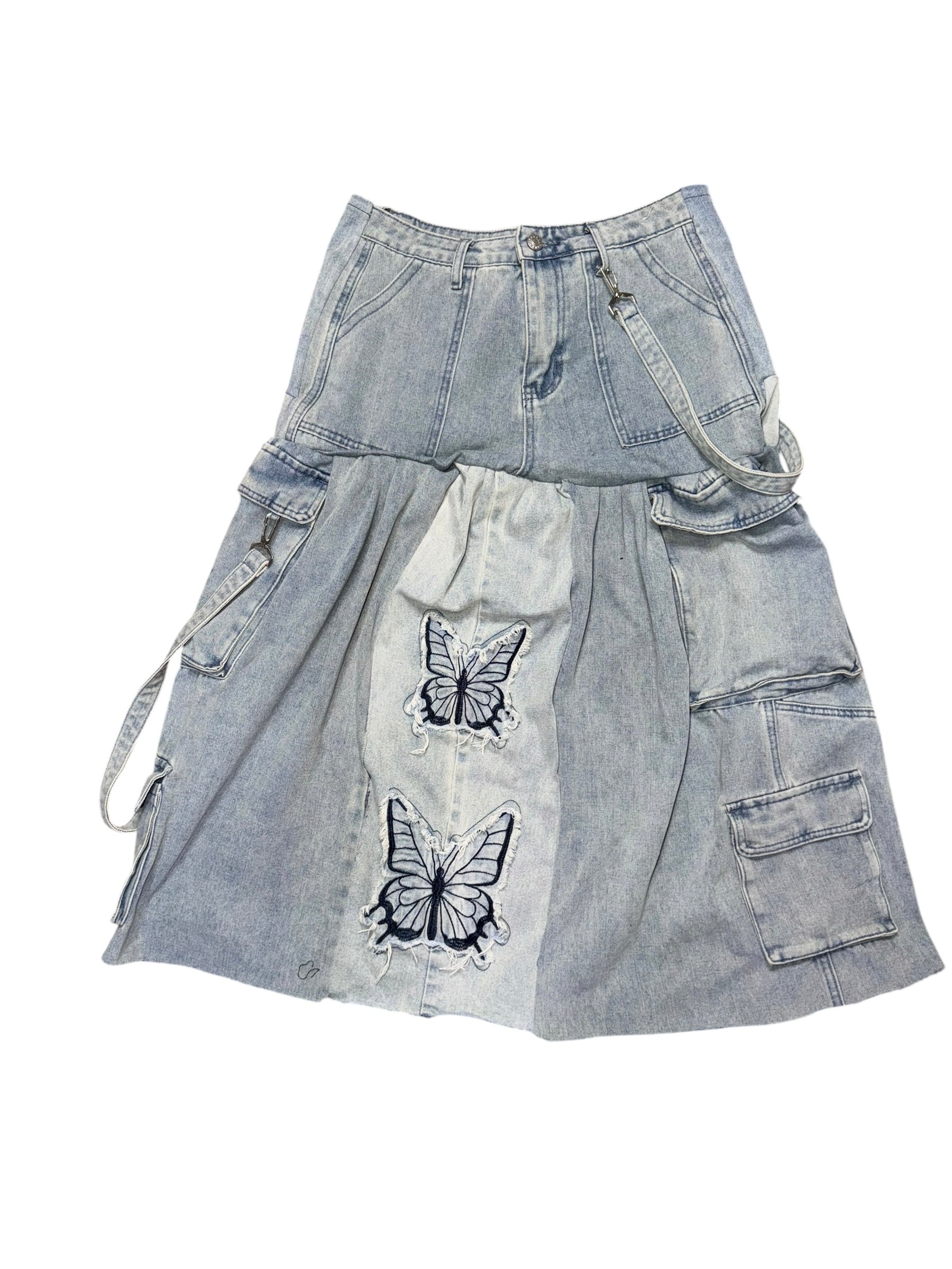 Butterfly Rework Denim Skirt