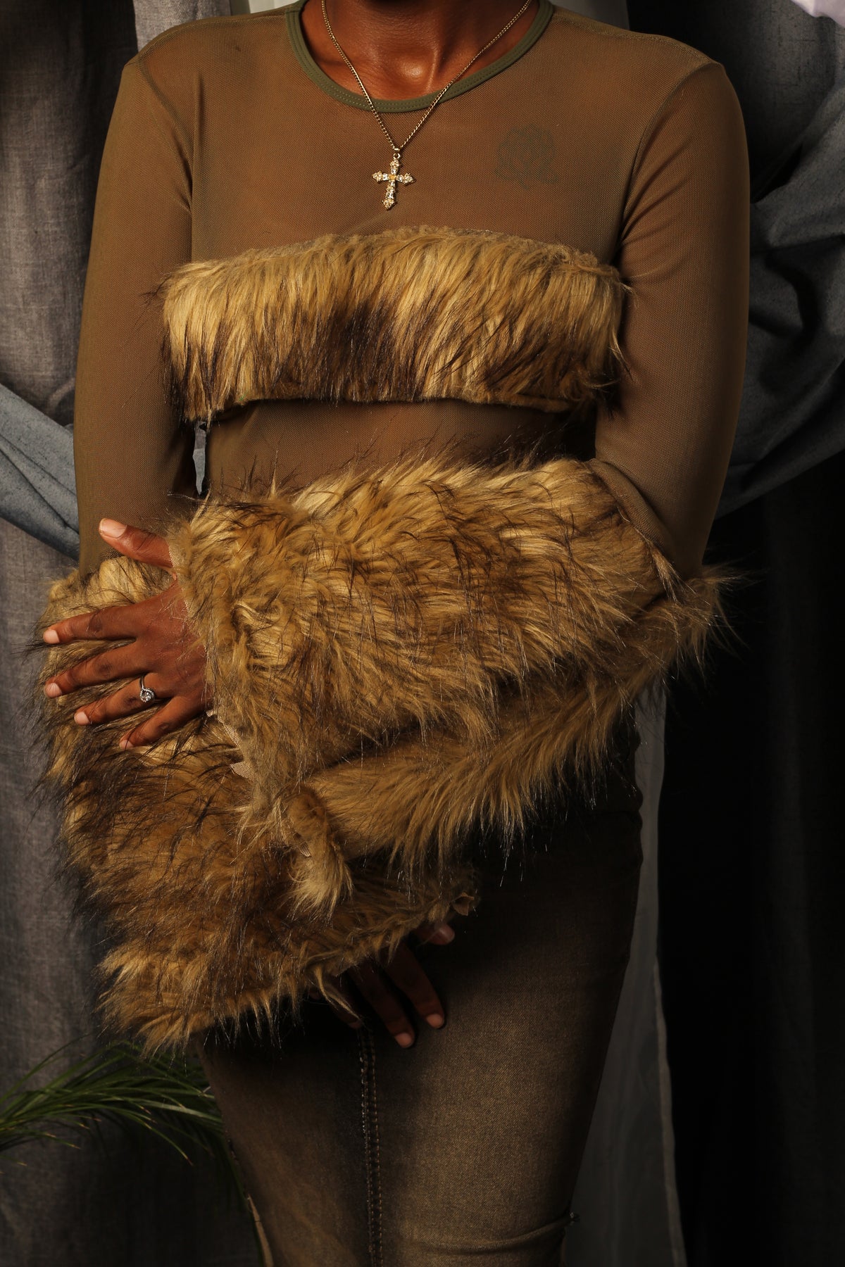 Fur sheer top