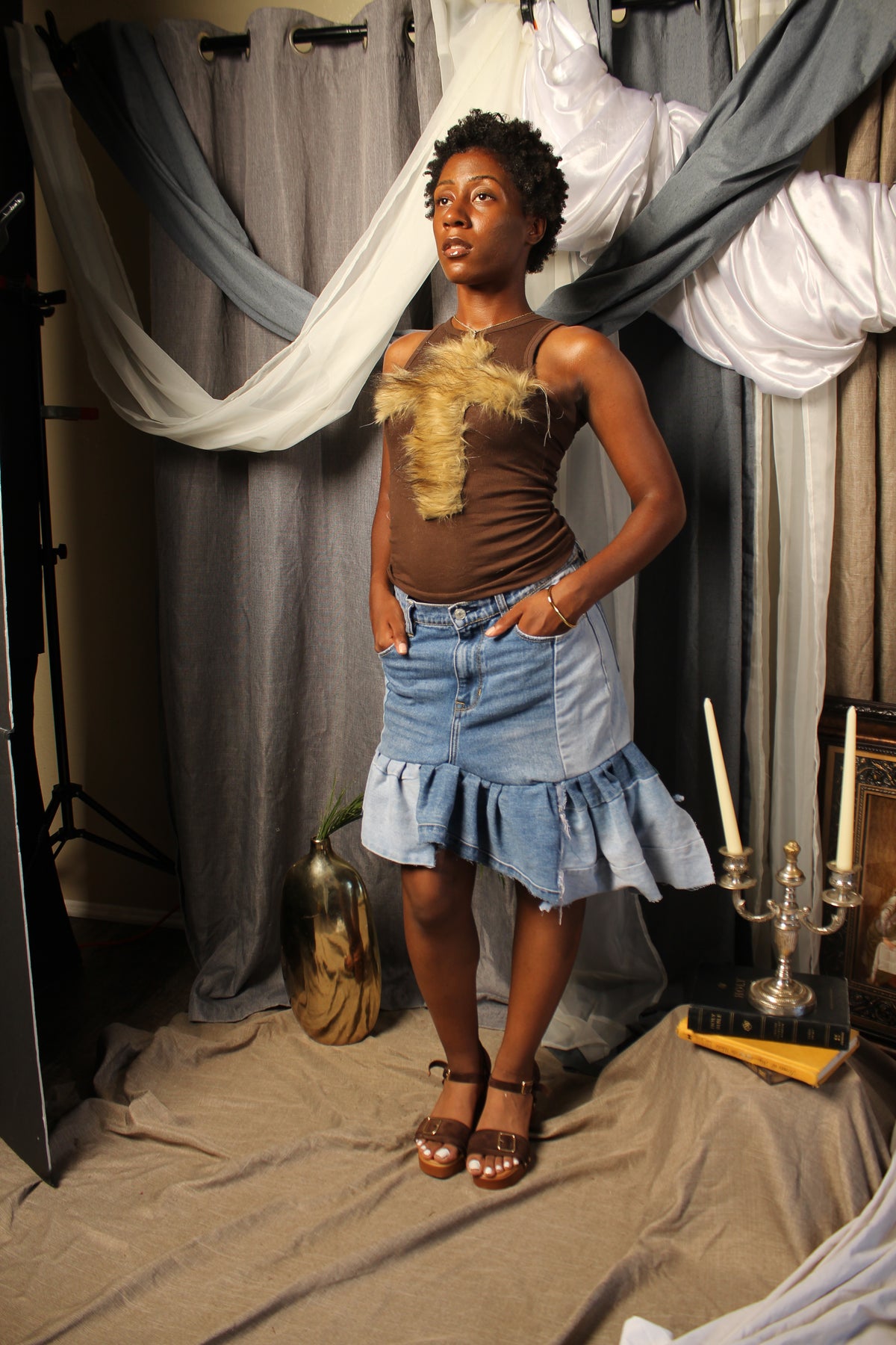 Custom made Angle Denim Skirt