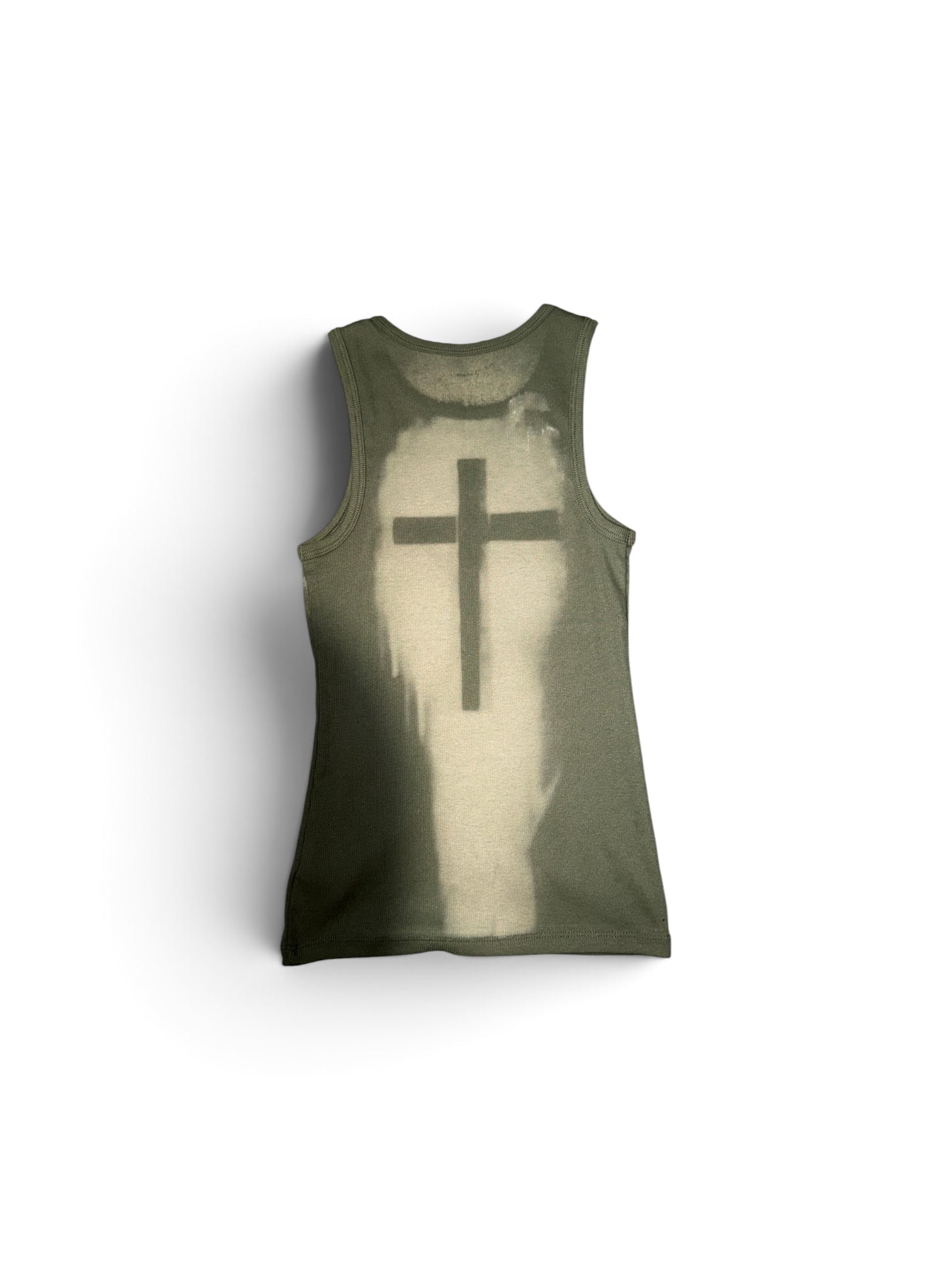 Cross Tank Top - Back view with bleached cross detail