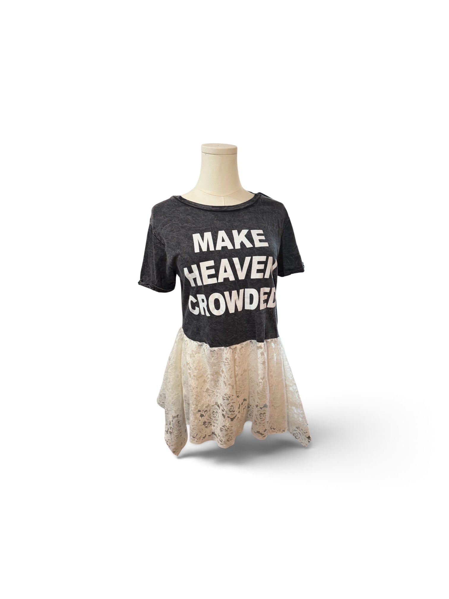 "Make Heaven Crowded" Tee with White Lace